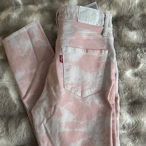 Levi's Pink and White Tie-Dye Ankle Jeans
